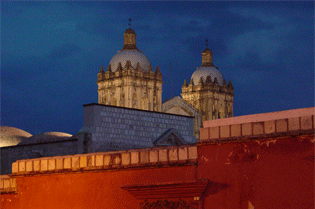 church at dusk